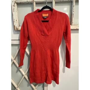 Merrell size medium women’s dark orange sweater dress some wool